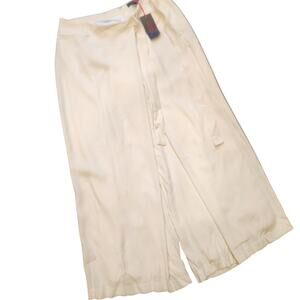 NWT Midnight Velvet Ivory Wide Leg Pants With Tie Sz 16